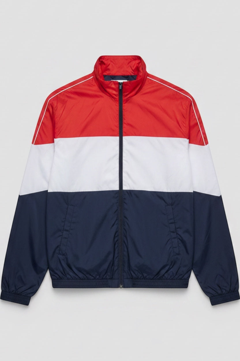 Bershka Herren Trainingsjacke Rot Weiß Blau Größe M