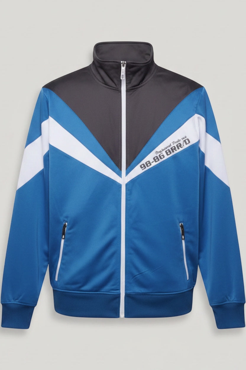 98-86 Herren Trainingsjacke Blau Schwarz Weiß Größe M
