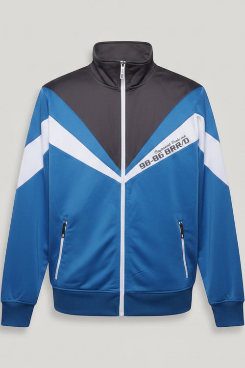 98-86 Herren Trainingsjacke Blau Schwarz Weiß Größe M
