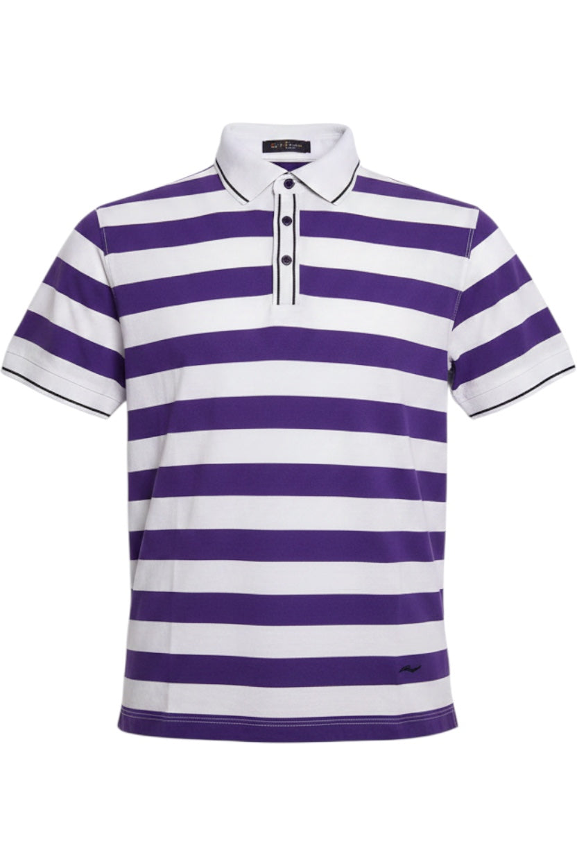 Hugo Boss Herren Poloshirt Lila-Weiß Gestreift Größe XL