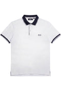 Hugo Boss Herren Poloshirt Weiß-Blau Gepunktet Größe L