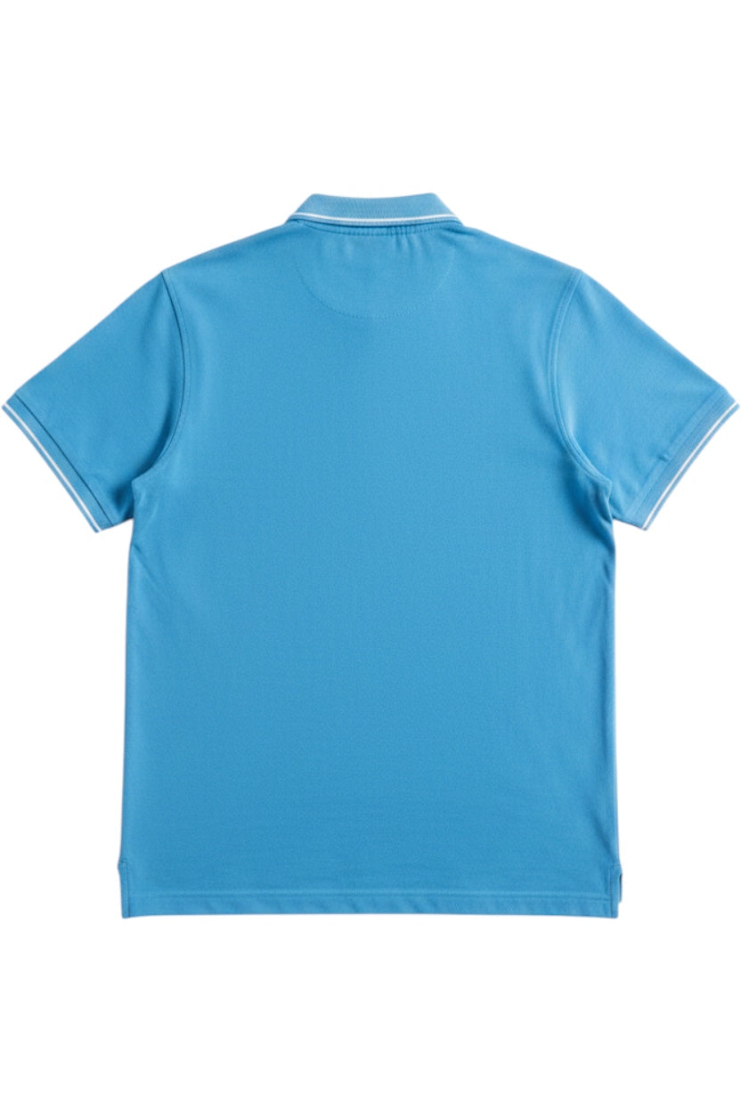 Kappa Herren Poloshirt Blau Weiß Einfarbig Größe L