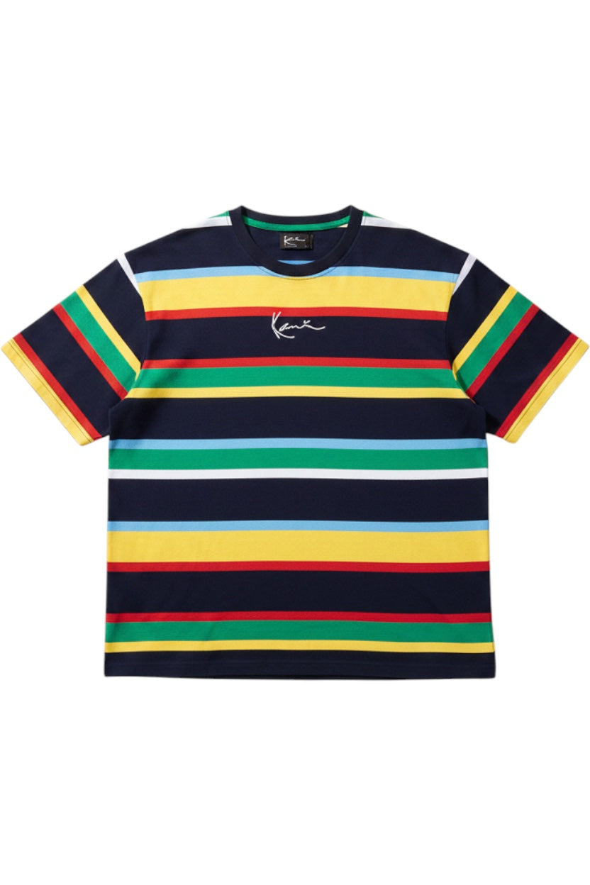 Karl Kani Herren T-Shirt Blau Mehrfarbig Streifen Größe XL