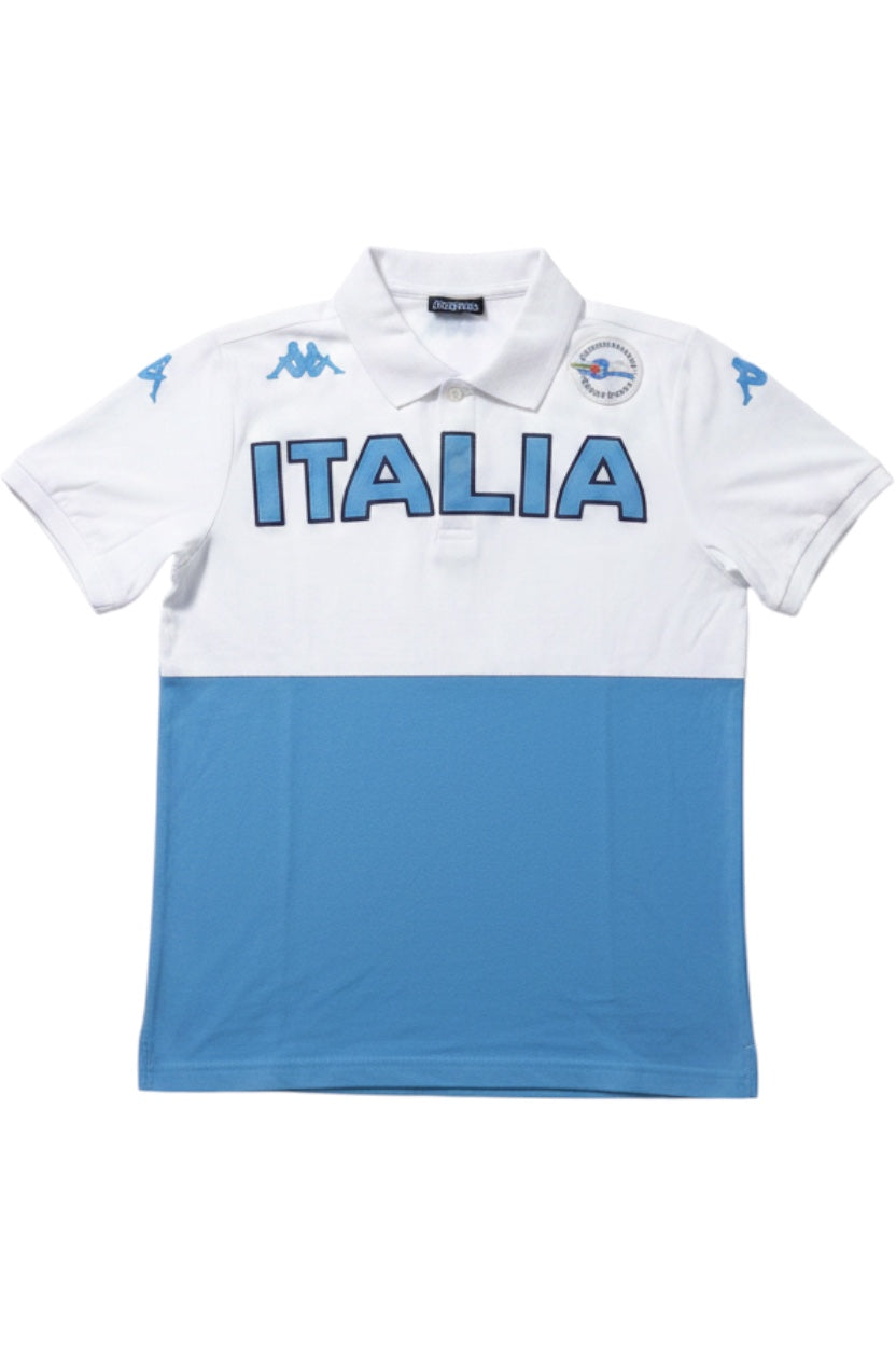 Kappa Herren Poloshirt Weiß Blau Einfarbig Größe M
