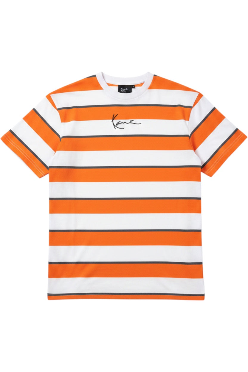 Karl Kani Herren T-Shirt Orange Weiß Grün Streifen Größe S
