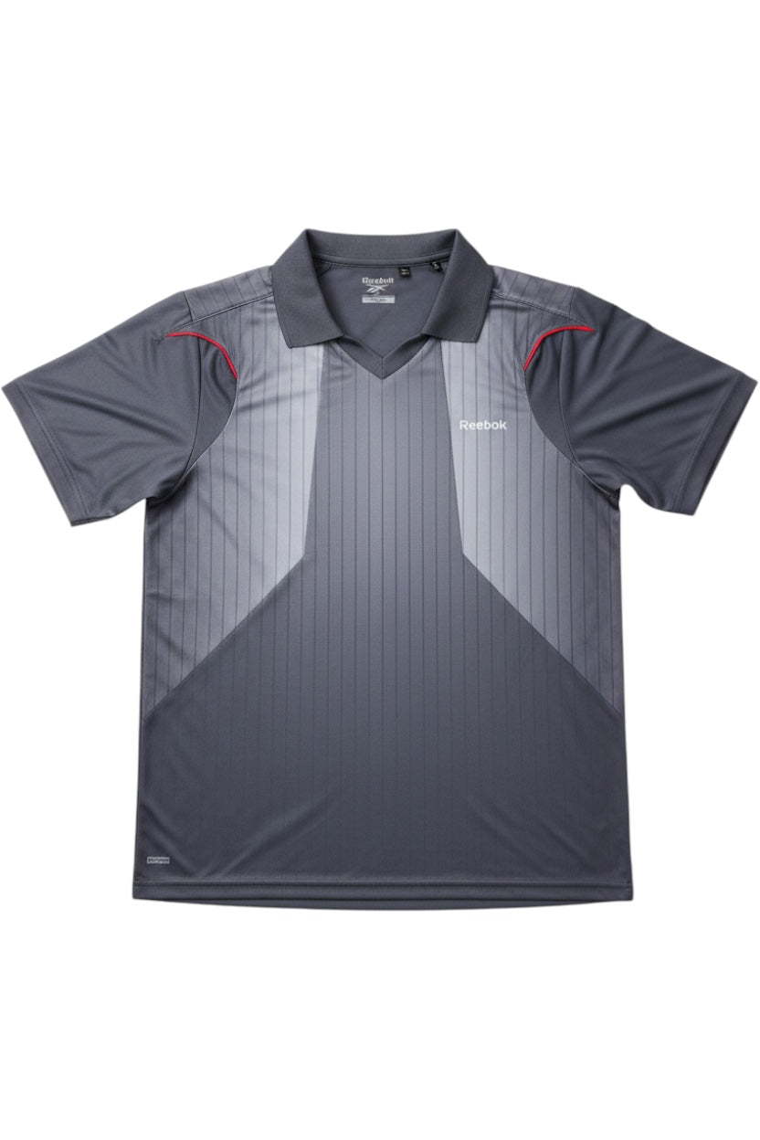 Reebok Herren Poloshirt Grau Gestreift Größe S
