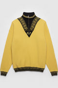 Carlo Colucci Herren Strickpullover Gelb Schwarz Größe L