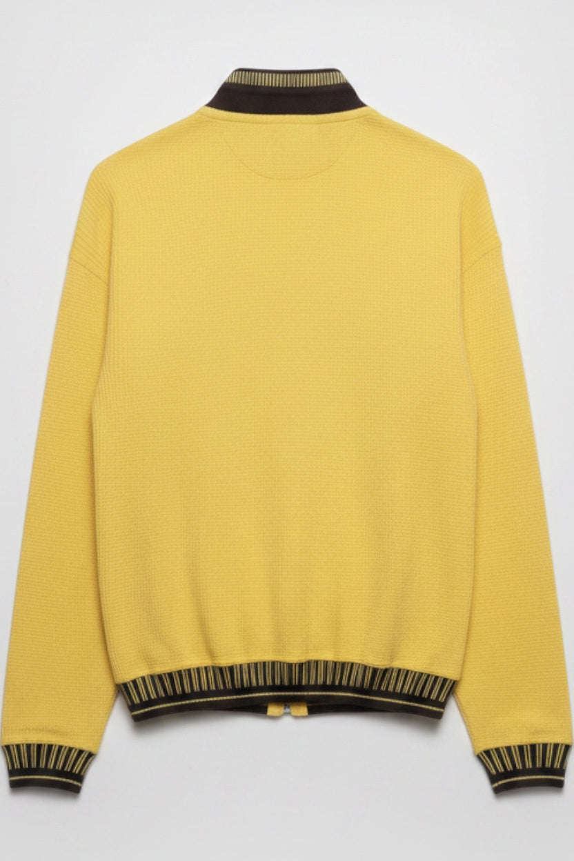 Carlo Colucci Herren Strickpullover Gelb Schwarz Größe L
