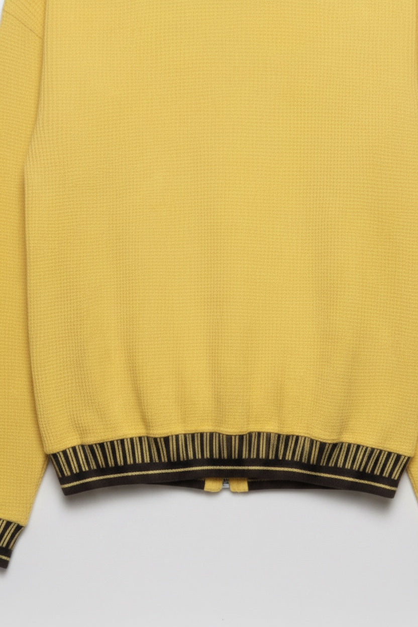 Carlo Colucci Herren Strickpullover Gelb Schwarz Größe L