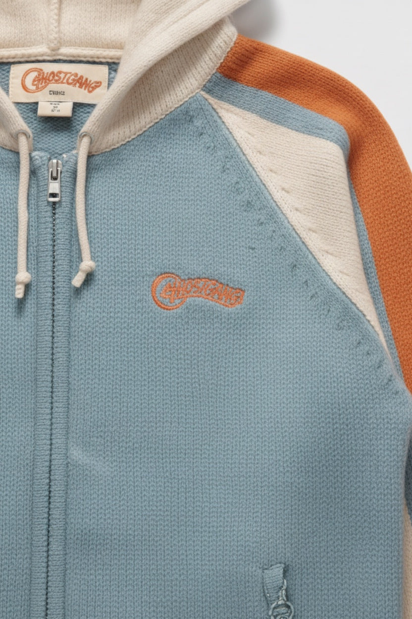 Converse Herren Kapuzenpullover Blau Beige Orange Größe XL