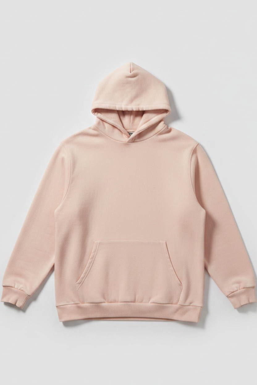 Daily Deals Outlet beige Adidas men's hoodie in soft cotton blend sweat fabric with a front kangaroo pocket.