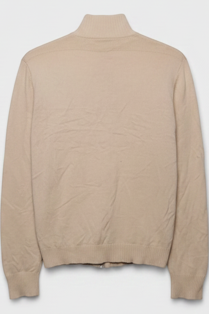 Daily Deals Outlet Lauren Jeans Co. Ralph Lauren beige cotton knit cardigan, back view.