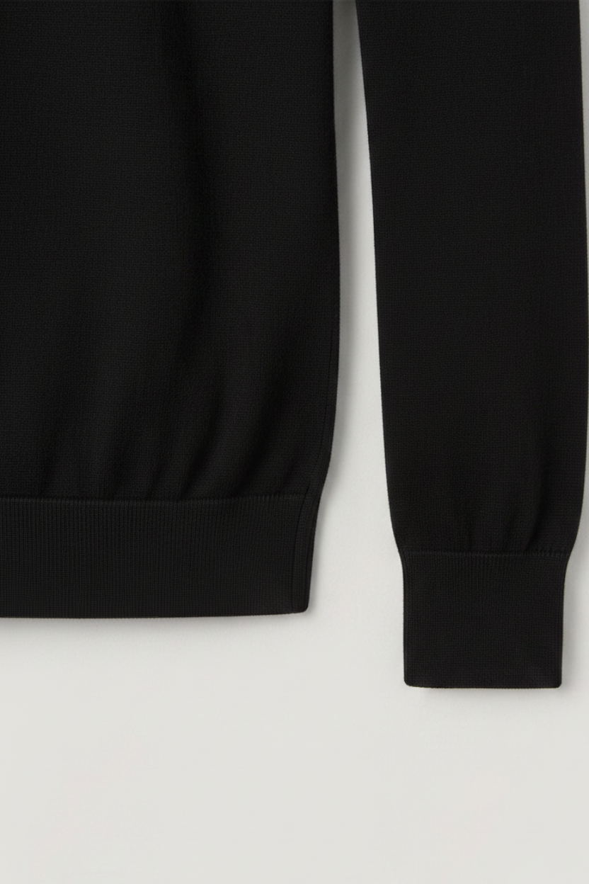 Daily Deals Outlet U.S. Polo Assn. black cotton knit sweater with ribbed hem and cuffs