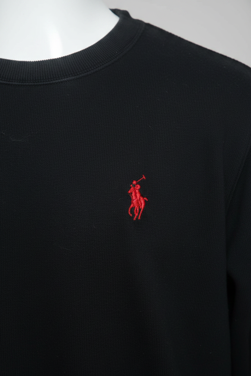 Daily Deals Outlet black U.S. Polo Assn. cotton sweatshirt with red embroidered logo on the chest