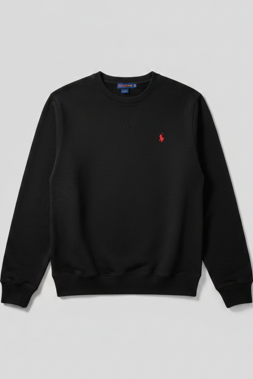 Daily Deals Outlet black U.S. Polo Assn. Adler sweatshirt in 100% cotton with a small red logo embroidery.
