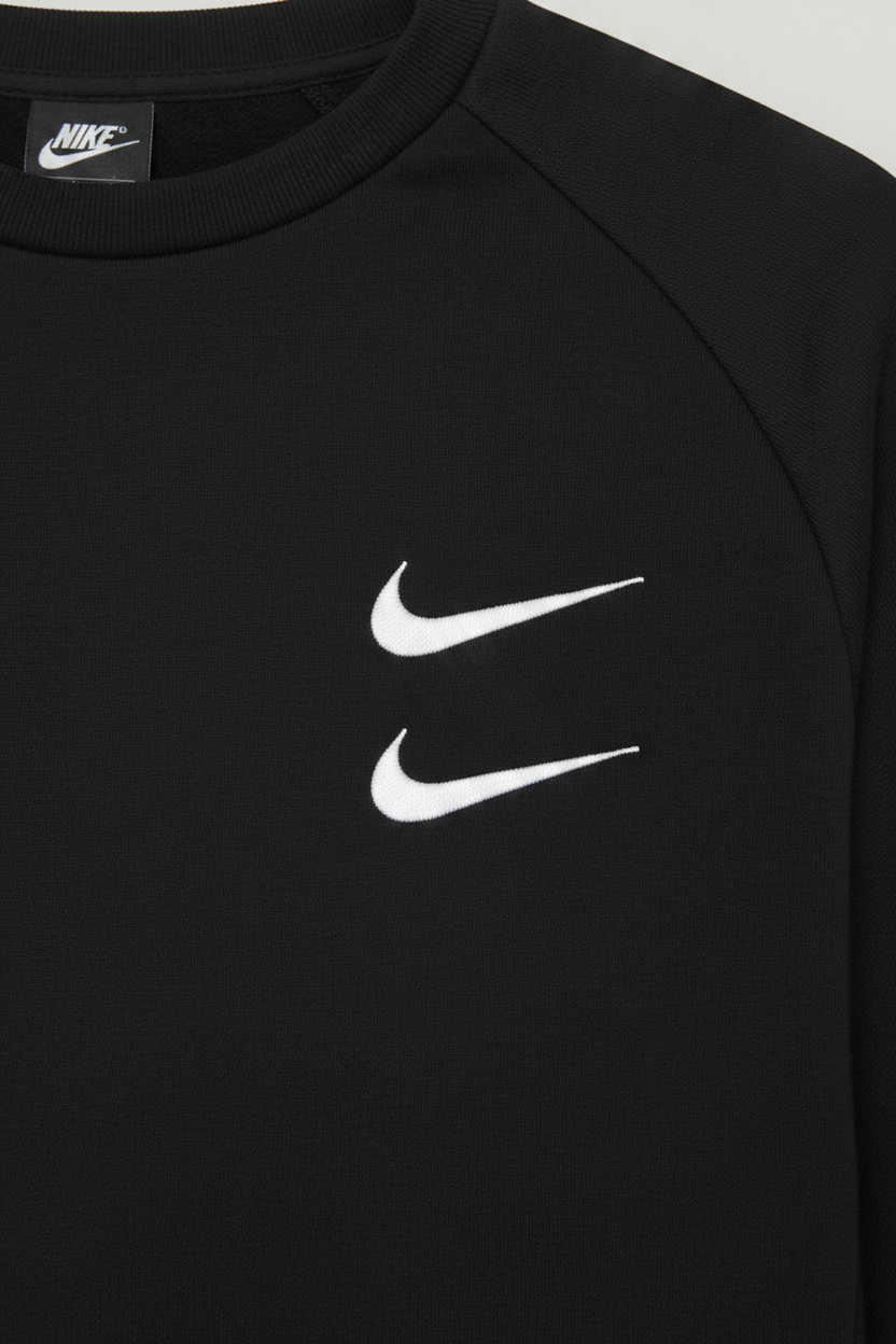 Daily Deals Outlet black Nike sweatshirt with double white swoosh logo print in size XL