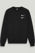 Daily Deals Outlet black Nike men's sweatshirt with double swoosh logo print in cotton-polyester blend, size XL.