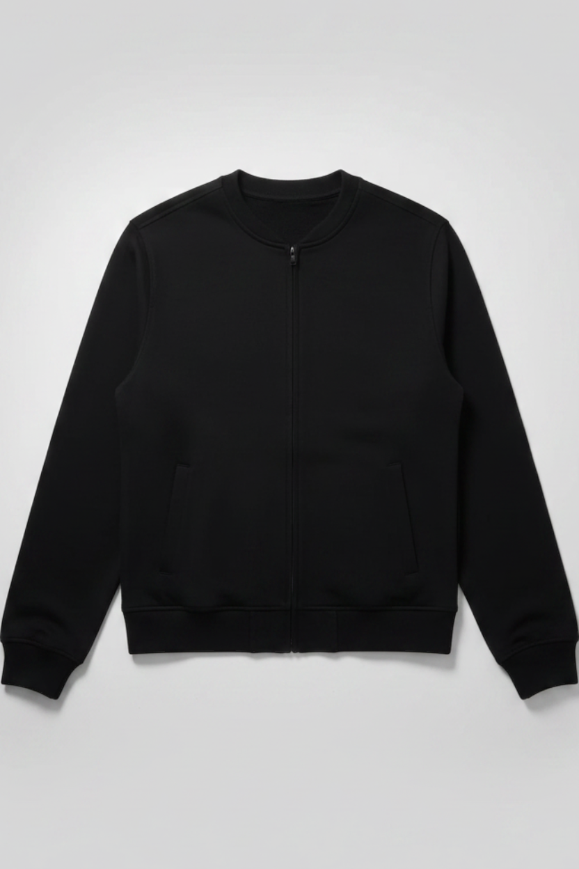 Daily Deals Outlet black U.S. Polo Assn. cotton zip-up sweatshirt with a minimalist design and ribbed cuffs.