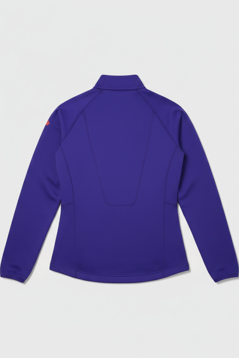 Daily Deals Outlet blue Adidas men's fleece jacket, back view, made of polyester with a solid design.