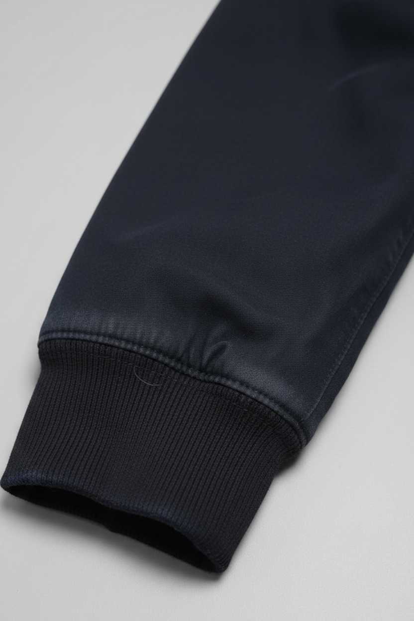 Daily Deals Outlet blue cotton bomber jacket sleeve with ribbed cuff detail