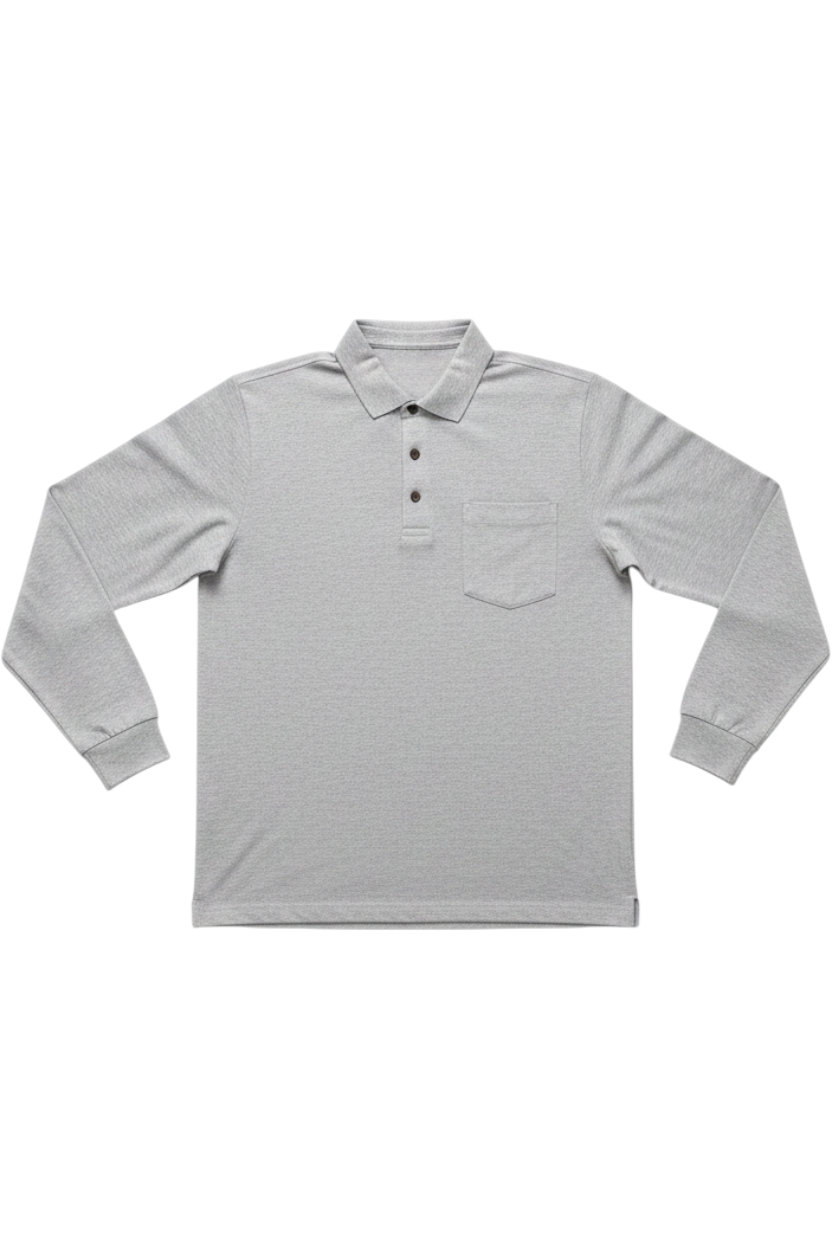 Daily Deals Outlet grey long-sleeve rugby shirt by Filippa K in cotton blend with chest pocket and button placket