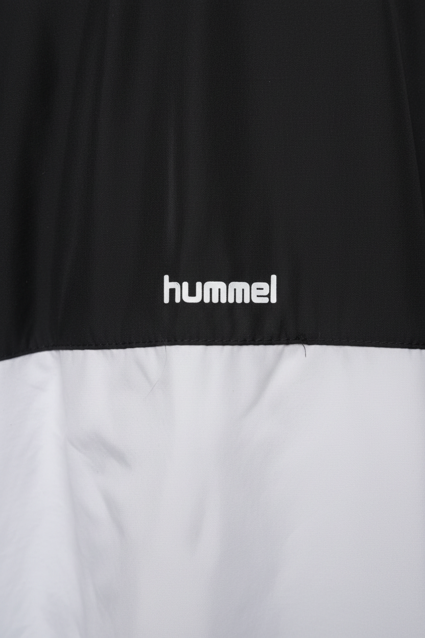 Daily Deals Outlet Hummel men's jacket in black and white polyester with brand logo detail