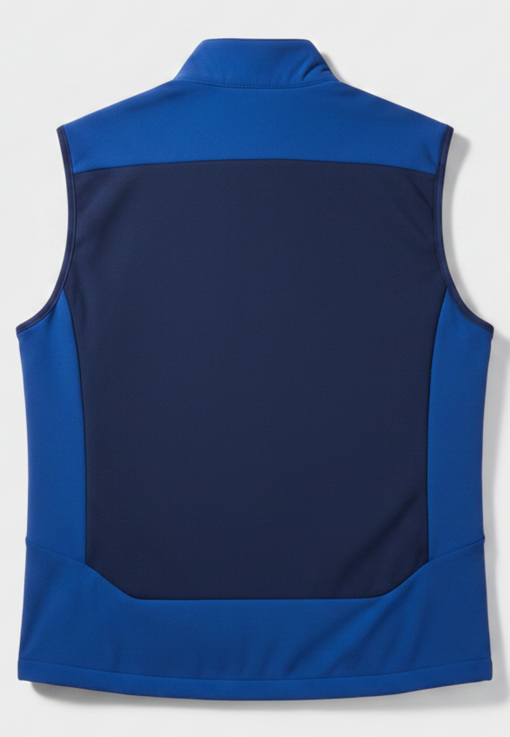 Back view of a blue Jack Wolfskin outdoor vest for men, made from durable polyester and polyamide fabric.