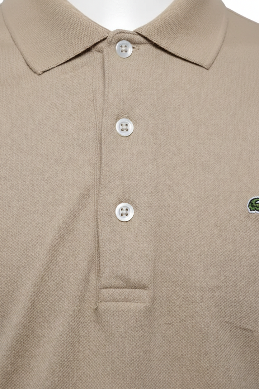 Daily Deals Outlet Lacoste beige cotton rugby shirt with button placket and classic collar