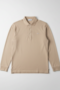 Daily Deals Outlet Lacoste beige long-sleeve rugby shirt in 100% cotton with a classic collar and button placket.