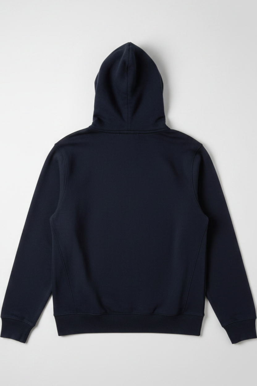 Daily Deals Outlet Lacoste men's blue hoodie, back view, made from a comfortable cotton blend fabric.