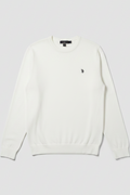 Daily Deals Outlet U.S. Polo Assn. Adair white cotton knit sweater with small logo embroidery on the chest