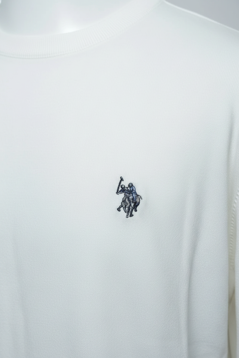 Daily Deals Outlet white U.S. Polo Assn. Adair cotton knit sweater with embroidered logo detail