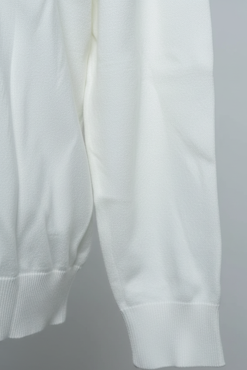 Daily Deals Outlet U.S. Polo Assn. white cotton knit sweater with ribbed cuffs and hem
