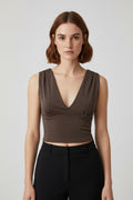 Gina Tricot Damen Top Braun Größe XS