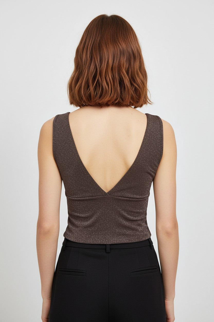 Gina Tricot Damen Top Braun Größe XS