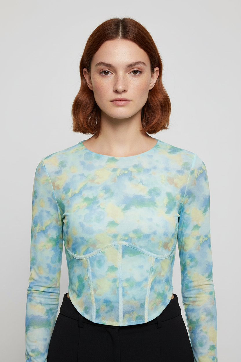 Loavies Damen Top Blau Grün Gelb Größe XL