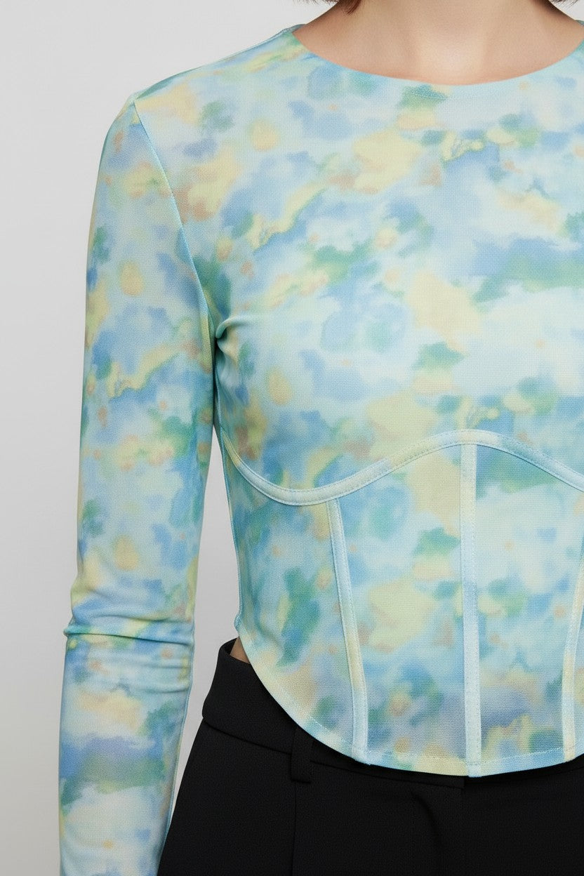 Loavies Damen Top Blau Grün Gelb Größe XL