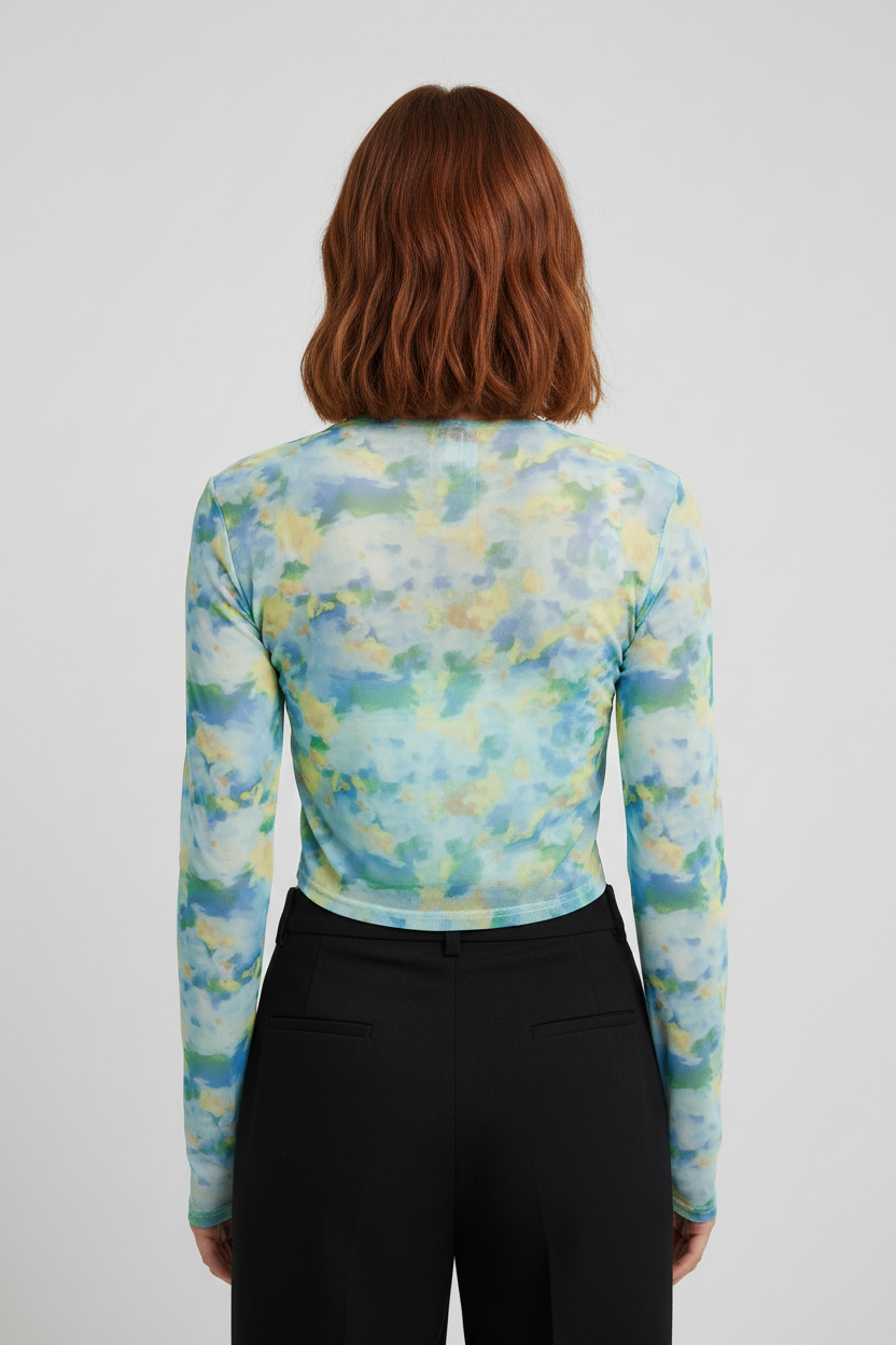 Loavies Damen Top Blau Grün Gelb Größe XL