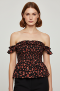 Replay Damen Top Schwarz Rot Mehrfarbig Größe M