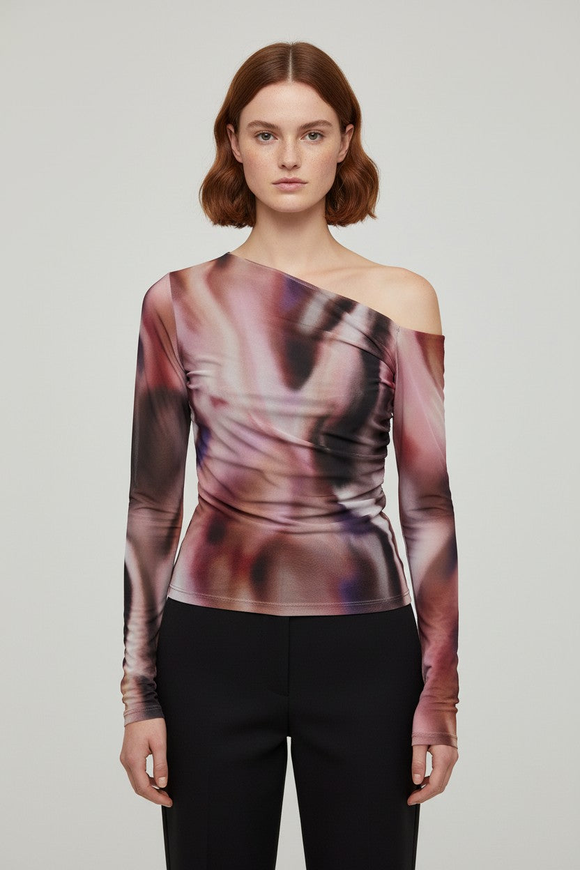 Bershka Damen Top Braun Schwarz Mehrfarbig Größe L