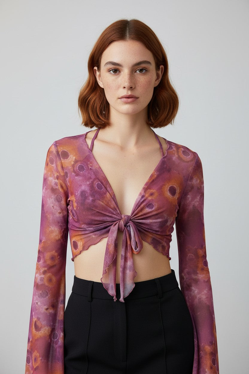 Cider Damen Neckholder Top Lila/Orange/Mehrfarbig Größe L