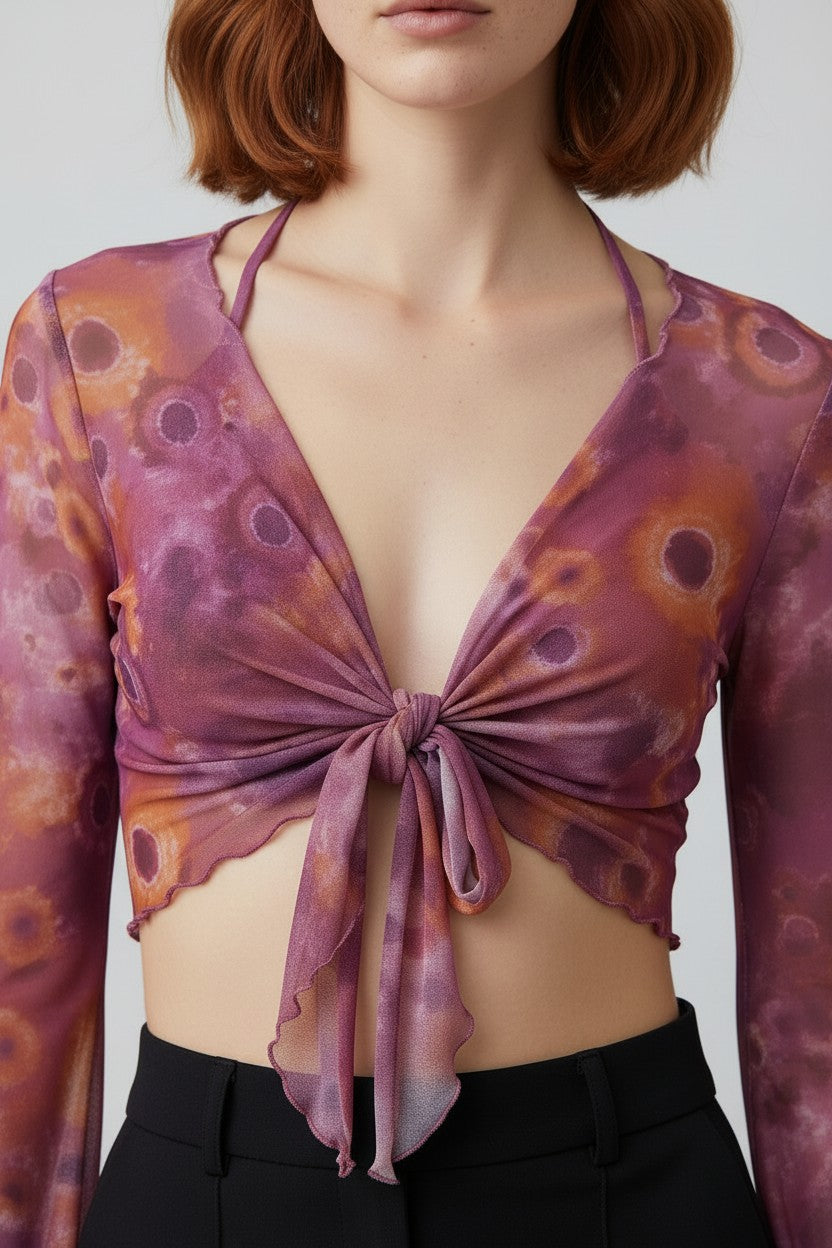 Cider Damen Neckholder Top Lila/Orange/Mehrfarbig Größe L