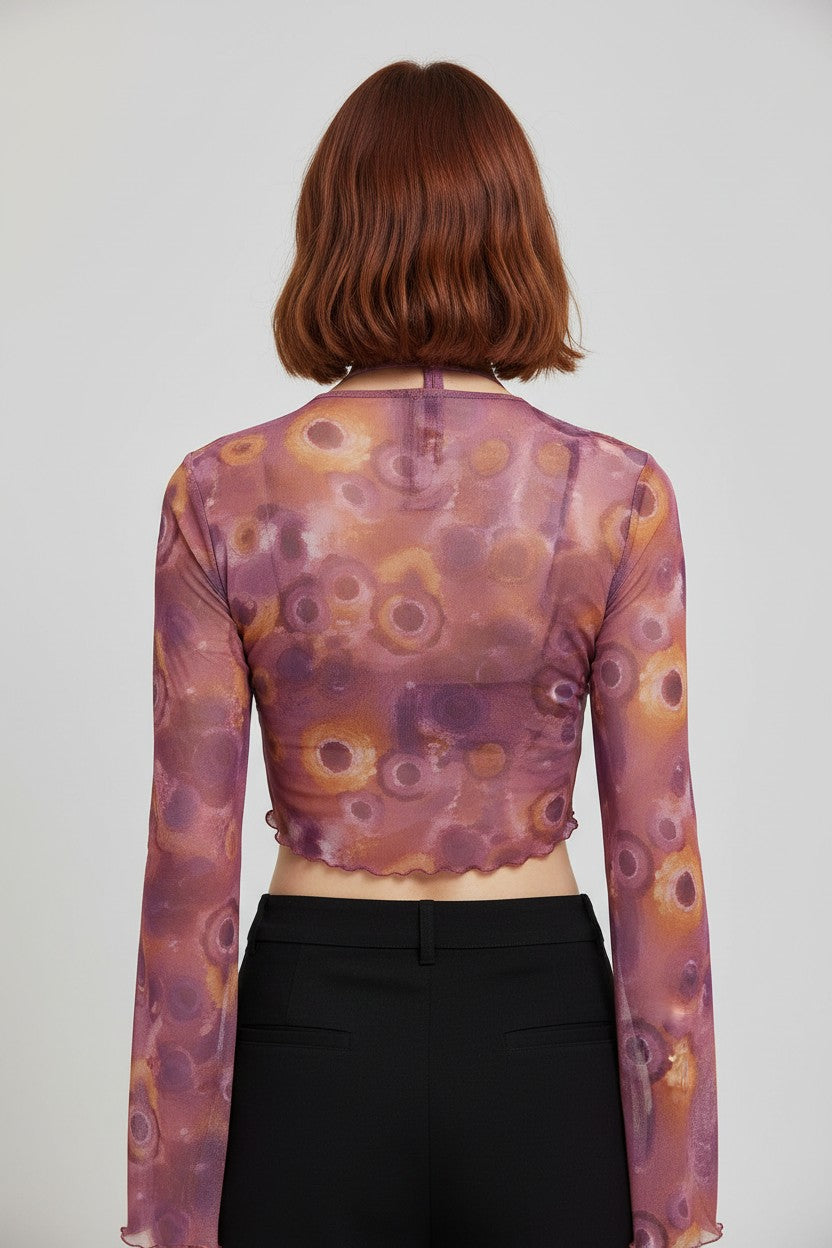 Cider Damen Neckholder Top Lila/Orange/Mehrfarbig Größe L