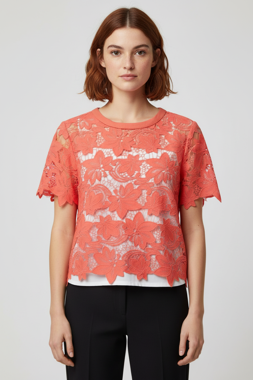Marella Sport Damen Top Rot Weiß Größe M