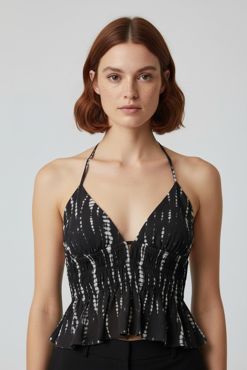 Pull & Bear Damen Top Schwarz Weiß Größe M