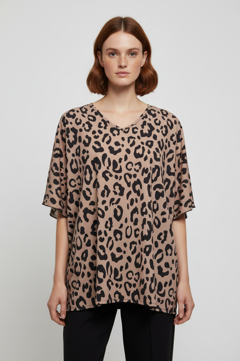 Shein Curve Damen Top Braun/Schwarz Größe 2XL