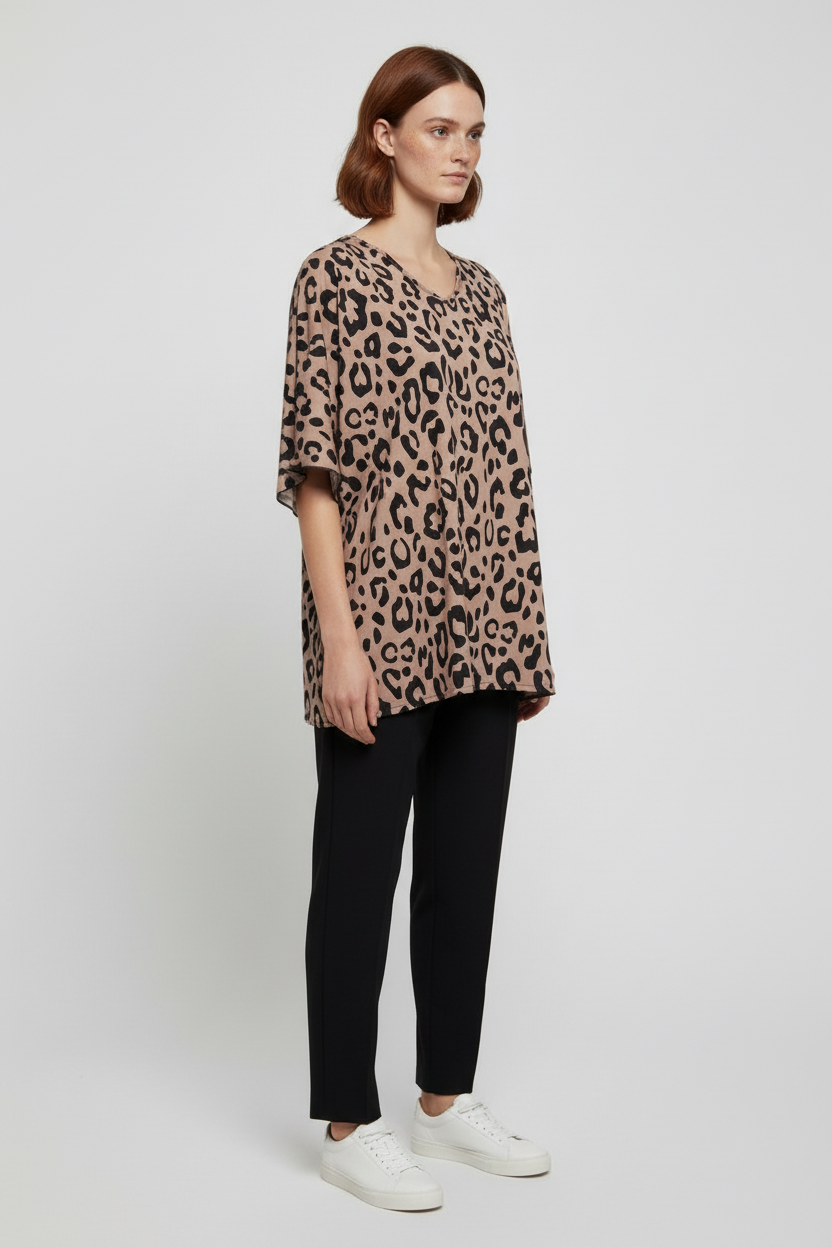 Shein Curve Damen Top Braun/Schwarz Größe 2XL