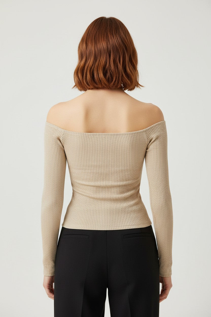 Zara Damen Top Beige Mehrfarbig Größe S