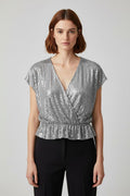 Zara Damen Top Silber Größe L