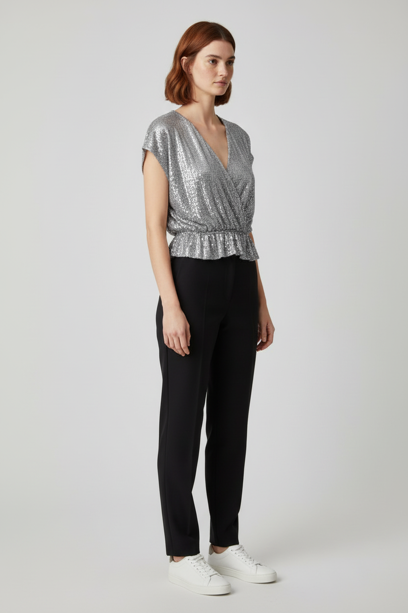 Zara Damen Top Silber Größe L